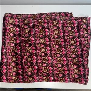 Feminine Boho Satin Floral Scarf in Pink, brown & tan color scheme #boho